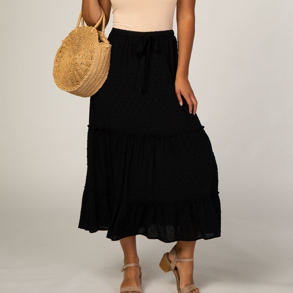 NWOT black Swiss dot midi skirt